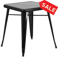 Flash Furniture CH-31330-29-BK-GG Square Metal Table in Black